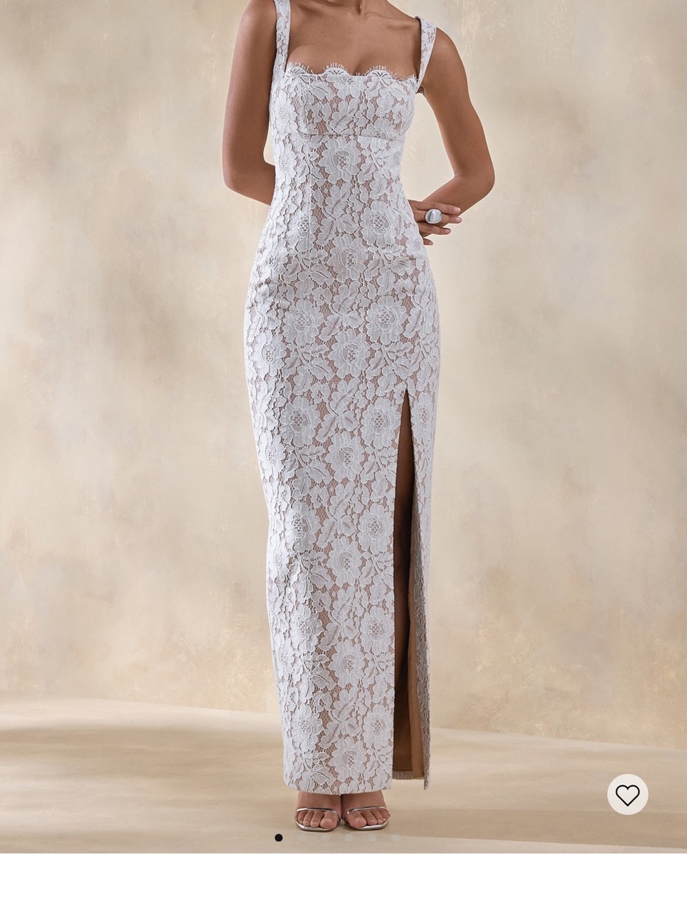 Club L London Zarisse White Lace Midi Dress with Side Slit